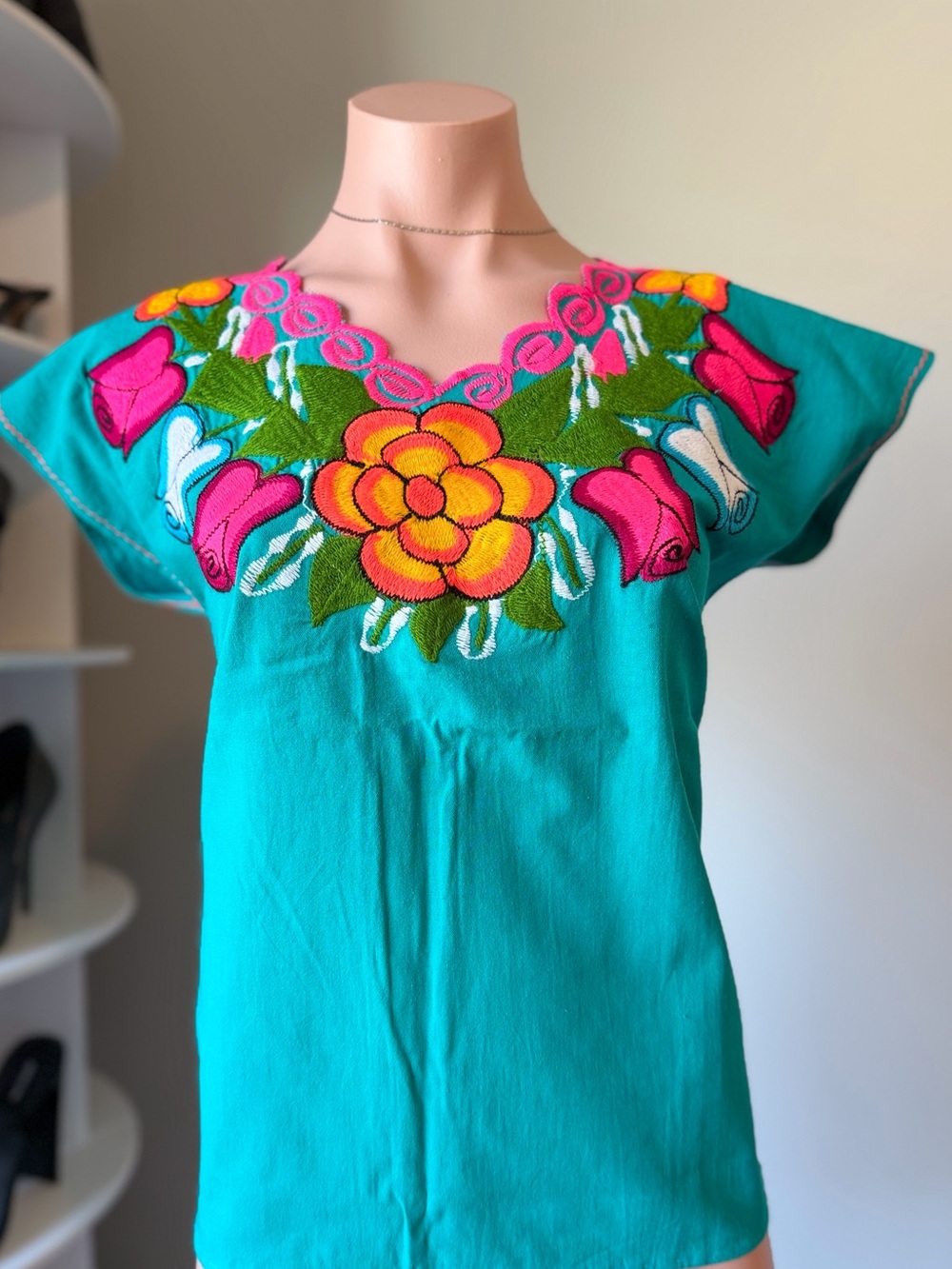 Embroidered Mexican Oaxaca Floral Blouse | Boho Folk Art Top